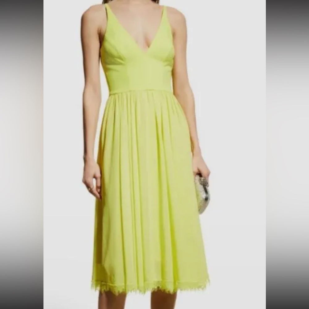 DRESS THE POPULATION Alicia Mixed Media Midi Dress Size M
